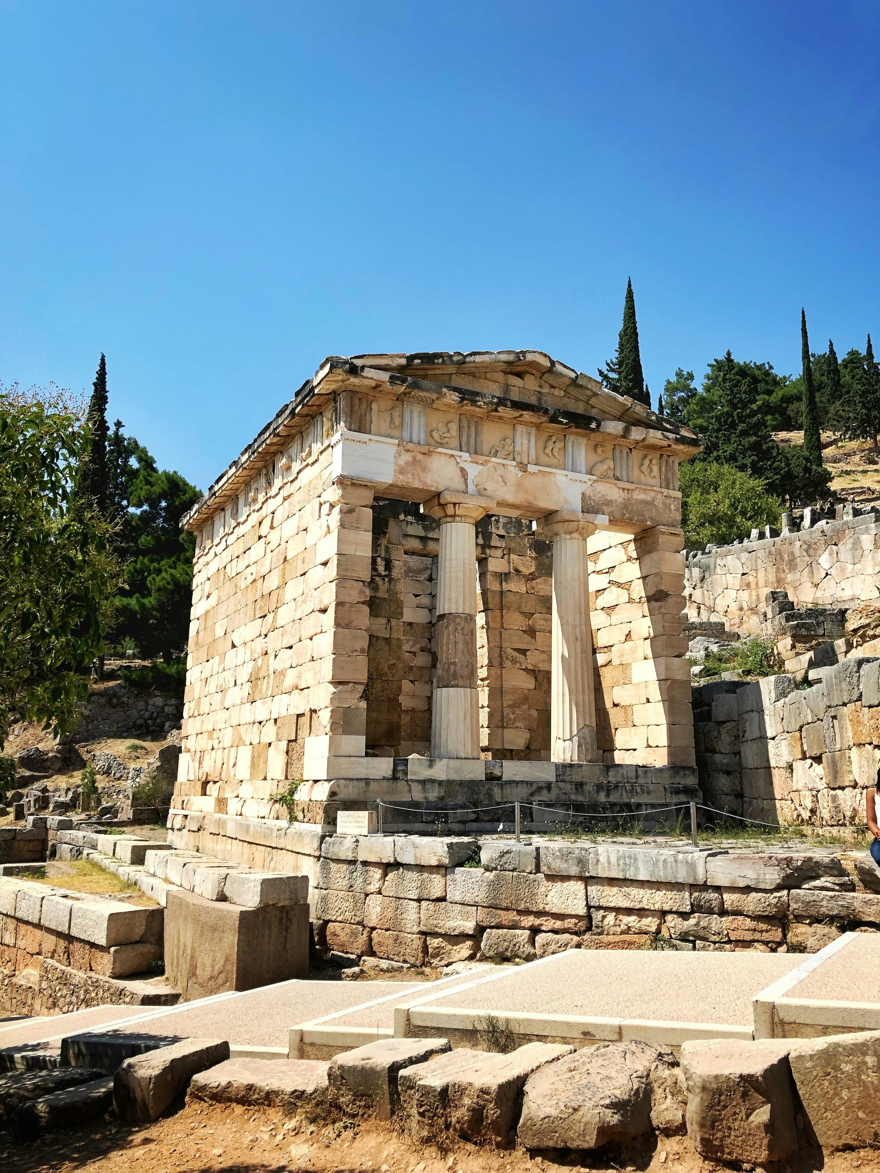 Ancient stone structure on the hillside at Delphi