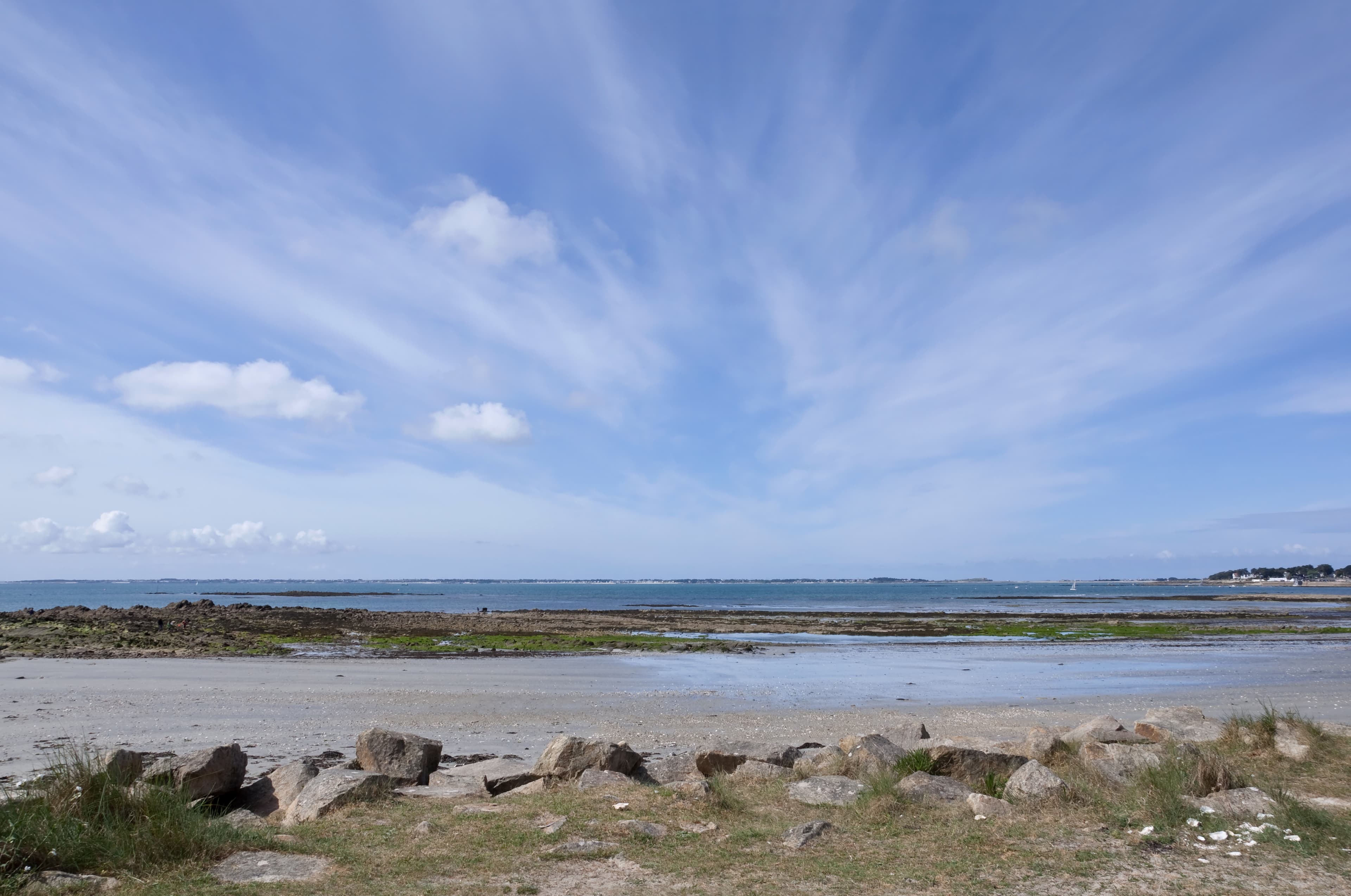 Sky and sea shore at Carnac, along the coast of Quiberon Bay (Morbihan, Brittany, France).