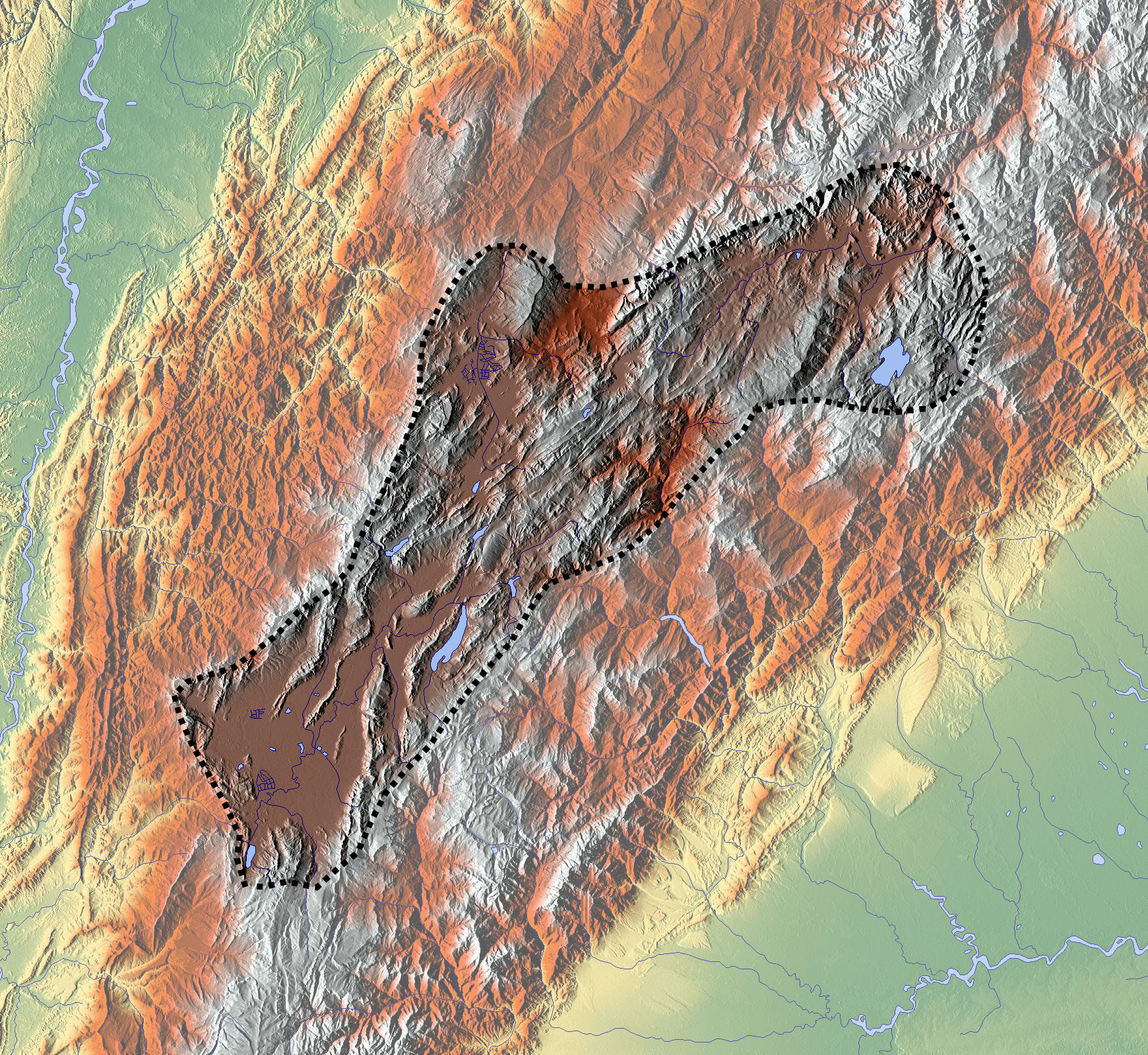 Carte de l'altiplano cundiboyacense, en Colombie.