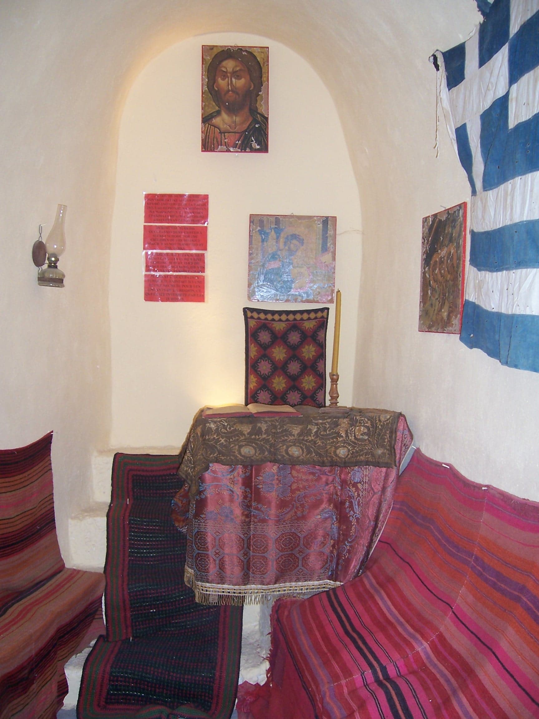 Monastère de Chryssoskalitissa. Reconstitution d'une école clandestine lors de l'occupation ottomane.