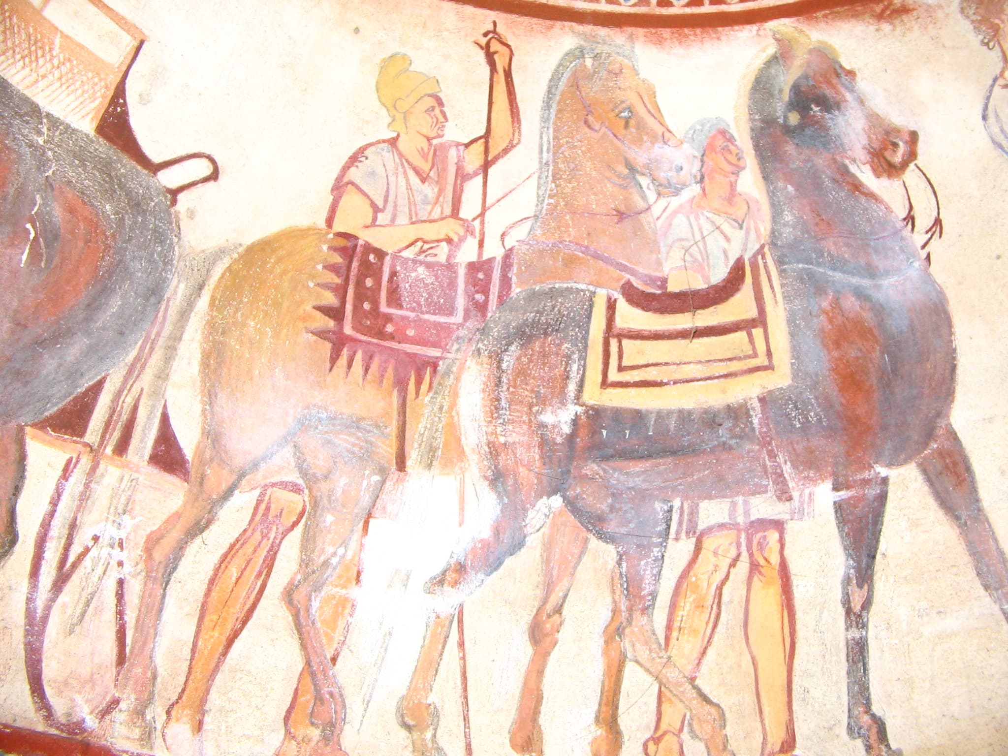 Scene of the frescoes in the thracian tomb near Kazanlak, Bulgaria