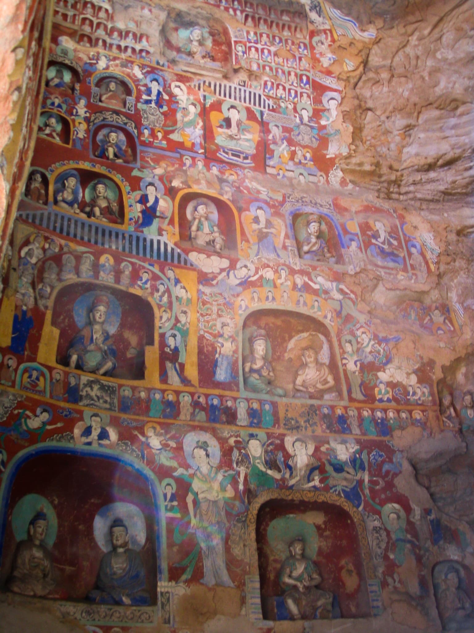 Buddhist paintings. Yungang Grottoes, near Datong, Shanxi province, China.