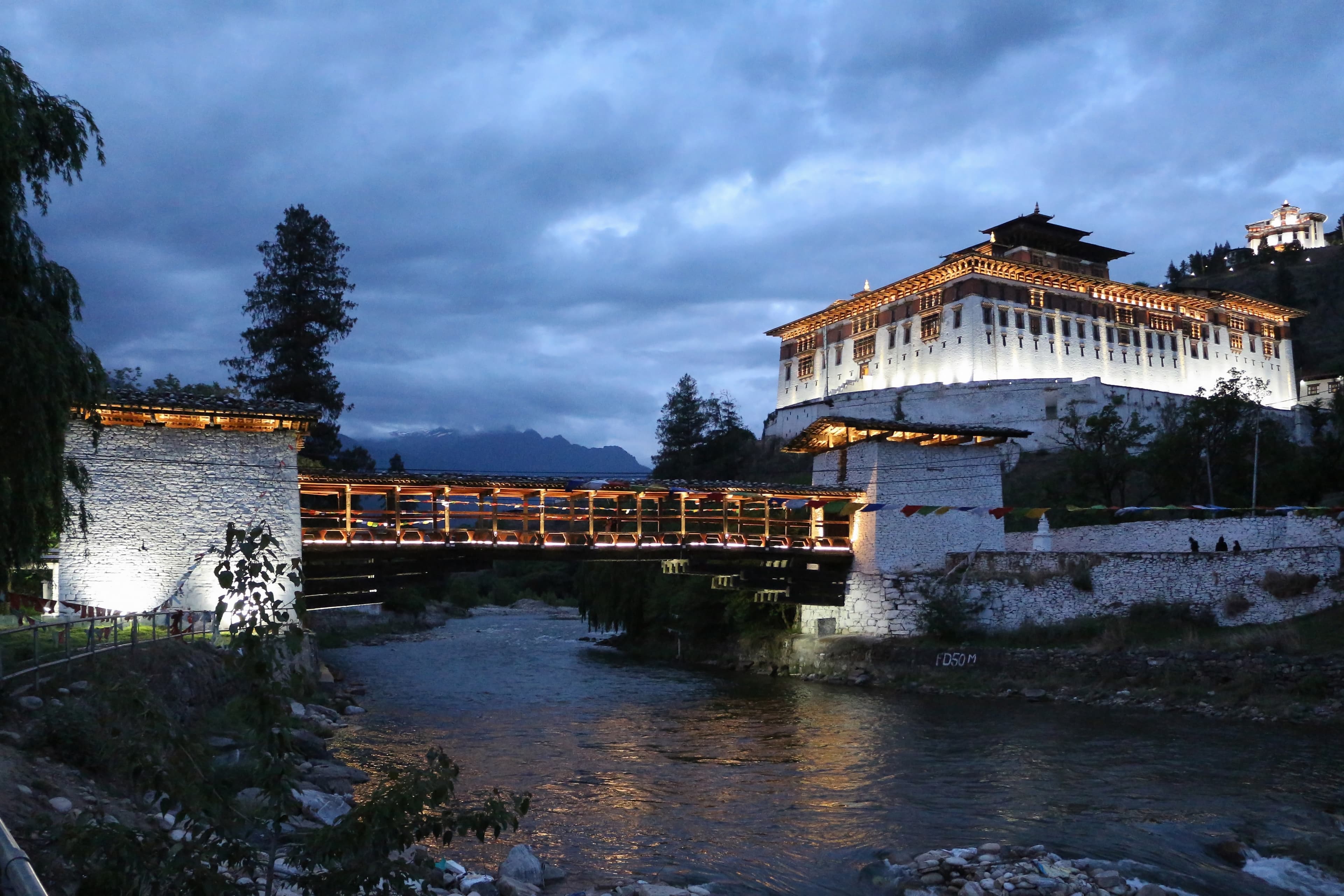 Rinpung Dzong and Nemi Zam bridge, Paro, Bhutan