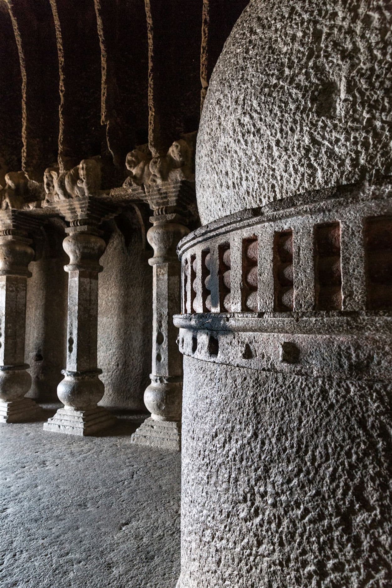 Dagoba inside the Lenyadri chaitya hall